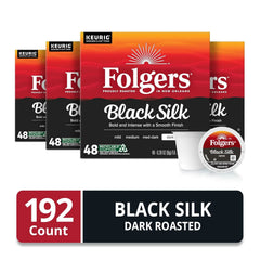 Folgers Black Silk, Dark Roast Coffee, Keurig K-Cup Pods, 48-Count Boxes (Pack of 4)