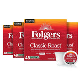 Folgers Classic Roast, Medium Roast Coffee, Keurig K-Cup Pods, 48 Count Boxes (Pack of 4)