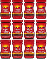 Folgers 20083 Classic Roast Instant Coffee Crystals, 3 Ounces, 100% Pure Coffee, Medium Roast, Easy-open Flip Top Lid, Portable Plastic Jar, Pack of 12