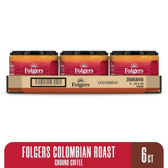 Folgers Colombian Ground Coffee, Medium Roast, 22.6 Oz. Canister (Pack of 6)