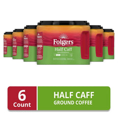 Folgers Half Caff Medium Roast Coffee, 22.6 Oz. Canisters (Case of 6)