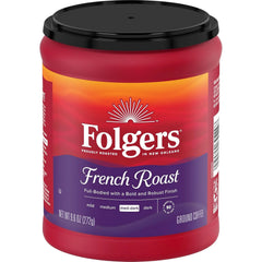 Folgers French Roast Medium Dark Roast Ground Coffee, 9.6 Ounces (Pack of 6)