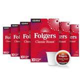 Folgers Classic Roast Medium Roast Ground Coffee, Keurig K-Cup Pods, Limited-Edition Design for America’s 250th Anniversary, 10 Count Boxes (6 Boxes)