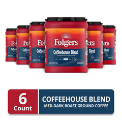 Folgers Coffeehouse Blend Medium Dark Roast Ground Coffee, 9.6 Ounces (Pack of 6)