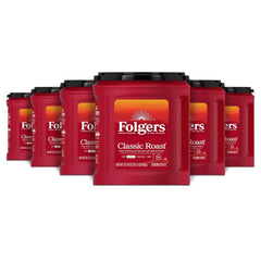 Folgers Classic Roast Ground Coffee, Medium Roast, 33.7 Oz. Canister (Pack of 6)