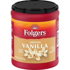 Folgers French Vanilla Flavored Ground Coffee, 9.6 Ounce Canister (Pack of 6)