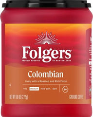 Folgers 100% Colombian Coffee, Medium Roast Ground Coffee, 9.6 Ounce Canister