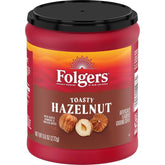 Folgers Toasty Hazelnut Flavored Ground Coffee, Medium Roast 9.6 Ounce Canister (Pack of 6)