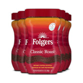 Folgers Classic Roast Instant Coffee, 12 Oz. Jar (Pack of 6)