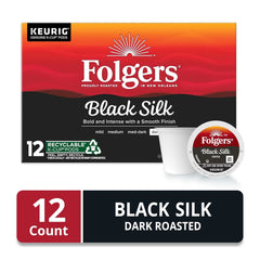 Folgers Black Silk Dark Roast Coffee, 12 Keurig K-Cup Pods