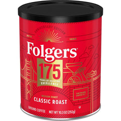 Folgers Classic Medium Roast Ground Coffee, 10.3 Oz 175th Anniversary Limited Edition Metal Can (Pack of 2)