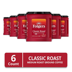 Folgers Classic Roast Ground Coffee, Medium Roast, 33.7 Oz. Canister (Pack of 6)